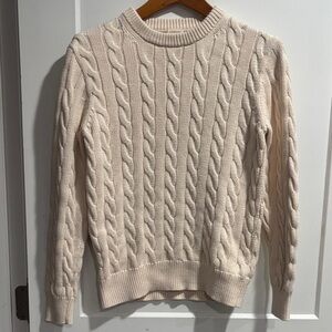 Boys Crewcuts Cream Cable Knit Crewneck Sweater